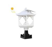 Lampe Solaire Décorative 8 LED IP65 Allumage Automatique 10-12h Autonomie Blanc Tête de Colonne
