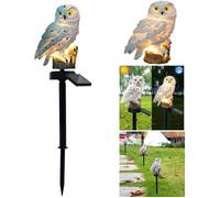 Lampe solaire décorative de jardin, lampe solaire d'extérieur étanche, éclairage de pelouse, motif hibou, 8 x 42 cm (blanc), 1