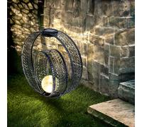 Lampe solaire boule orientale lumière décorative jardin lampe solaire solaire en métal pour l'extérieur, verre craquelé, piquet de sol, 1x LED 0,06W blanc chaud, LxPxH 30x20x42 cm