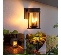 Lampe Solaire D'Extérieur Applique Murale Ampoule à Enficher Rust LED Effet Feu