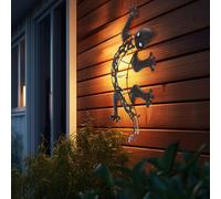 Lampes murales solaires pour l'extérieur figurine de jardin d'animaux figurine de lumière solaire gecko pour montage mural, métal de couleur bronze, chacune 1x LED, LxH 50x25 cm