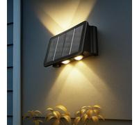 Lampe solaire noire, lampe d'extérieur, applique de balcon, lampe de jardin carrée moderne, mur de maison à batterie résistant aux intempéries, plastique, 1x LED 40lm 3000K, LxPxH 17x10,8x6,4 cm