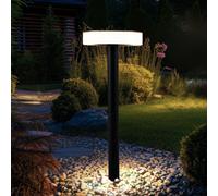 Lampe d'allée de jardin, éclairage extérieur, lampe enfichable, piquet de terre, batterie solaire, plastique, opale noire, 1x LED, DxH 15,3x56,1 cm