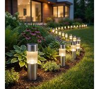 Lampe Solaire D'Extérieur de Jardin LED Spots à Encastrer Inox H 25 CM 20er Set
