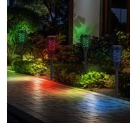 Lampe Solaire D'Extérieur de Jardin RGB LED Effet Feu Pointe Décorative 4er Set