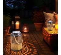 Lampe Solaire D'Extérieur de Jardin Suspension Luminaire Table LED Déco 2er Set