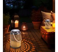 Lanterne solaire d'extérieur, lanterne solaire décorative bohème, lanterne solaire pour jardin extérieur, à suspendre, LED, DxH 12 x 16 cm, lot de 2