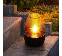 Lampe de table solaire LED décoration solaire jardin lumière décorative résistant aux intempéries, terrasse batterie IP44 acier inoxydable gris clair, LED blanc chaud, DxH 6x9cm