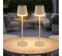 Lampe de table Lampe solaire Lampe d'extérieur sable Lampe de terrasse Lampe de table balcon IP44 résistant aux éclaboussures Batterie, LED blanc chaud, DxH 11x41 cm, 2er Set