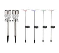 Lampe solaire d'extérieur Décoration de jardin Changement de couleur RVB Libellule Cristaux de verre Papillon, acier inoxydable Plastique, LED Changement de couleur, 6 pièces