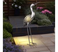 Lampe Solaire D'extérieur Décoration De Jardin Grue Lampadaire Gris LED H 77 Cm