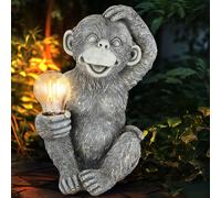 Lampe solaire singe Décoration de jardin Figurine animale Lampe solaire d'extérieur grise Singe, LED blanc chaud, LxlxH 20x15,5x27,5 cm