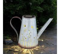 Arrosoir LED solaire décoration solaire jardin décoration de jardin résistant aux intempéries, perforations terrasse batterie IP44 métal bleu rouille, LED blanc chaud, LxPxH 27x14x19cm
