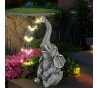 Lampe Solaire D'Extérieur Décorative LED Eléphant Gris Sculpture D'Animal Jardin