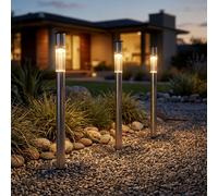 Lampe Solaire D'Extérieur Éclairage Allée Chemin LED Pointe Jardin Inox H 70cm