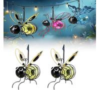 Lampe solaire d'extérieur en forme d'abeille, lustre en miel, lumière simulée d'insectes, économie d'énergie, cadeau pour les amateurs d'insectes, décoration de jardin (jaune)