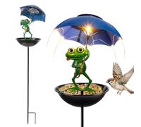Lampe Solaire d'extérieur en Forme de Grenouille - décoration de Jardin | Mangeoire à oiseaux décorative LED avec parapluie, pour décoration de jardin, chemin, pelouse