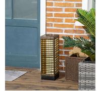 Lampe solaire d'extérieur en rotin avec LED, détecteur de lumière, étanche, 15,5x15,5x46 cm, idéale pour le jardin et la terrasse.