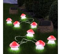 Champignon solaire, éclairage solaire de terrasse pour l'extérieur, champignons lumineux solaires, 6x champignons, batterie LED, L 270 cm, terrasse de jardin, lot de 2