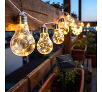 Lampe Solaire D'extérieur Guirlande 2 Niveaux Piquet Rétro Ampoule 20x LED