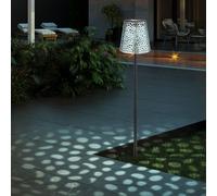 Lampe solaire à brancher LED Lampe solaire de jardin pour l'extérieur Lampe solaire à brancher en métal, avec piquet IP44, effet lumineux, noir argent bleu, LED 3000K, DxH 12x70cm