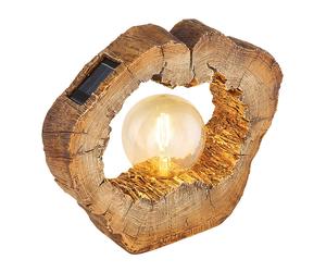 Lampe solaire d'extérieur jardin lampe solaire LED lampe solaire d'extérieur décoration de jardin arbre disque aspect bois marron, plastique, 1x LED blanc chaud, LxPxH 30,5x8,5x25,5 cm