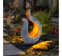 Lampe Solaire D'Extérieur Jardin LED Aspect Pierre Gris Or Sculpture Décorative