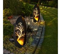 Lampe Décoration de Jardin Solaire Arbre Modèle LED Crackle Verre Noir Cour 2x