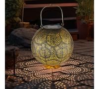 Lampe solaire d'extérieur lampe solaire orientale lanterne LED lampe d'extérieur lampe de jardin décoration de jardin, effet de lumière suspendu debout, LED blanc chaud, DxH 18,5x28cm