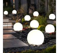Lampe Solaire D'Extérieur Jardin LED Spots à Encastrer Blanc Boule H 38cm 9er