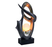 Lampe solaire d'extérieur, lampe de jardin, lampe solaire d'extérieur, terrasse, verre résistant aux éclaboussures IP44, noir satiné argent effet feu, 1x LED blanc chaud, HxLxL 45x25,5x11 cm