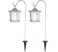 Lampe solaire d'extérieur Lampe enfichable Lanterne Lampe d'allée Jardin, accu IP44, verre doré, LED blanc chaud, LxLxH 21x14,3x31cm, set de 2