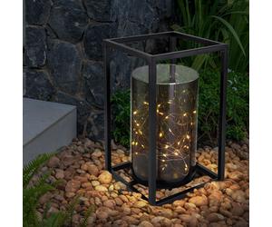 Lampe solaire d'extérieur Lampe solaire d'extérieur lampe de jardin cadre en métal Chaîne lumineuse solaire LED extérieur, métal acrylique, 1x LED blanc chaud, LxlxH 17x17x28 cm, patio jardin