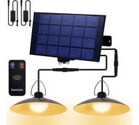 Lampe solaire d'extérieur Lampe solaire suspendue avec télécommande IP65 LED étanche Lampe suspendue jardin avec 2 lampes