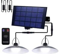 Lampe solaire d'extérieur Lampe solaire suspendue avec télécommande IP65 LED étanche Lampe suspendue jardin avec 2 lampes