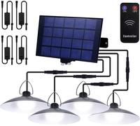 Lampe solaire d'extérieur Lampe solaire suspendue avec télécommande IP65 LED étanche Lampe suspendue de jardin avec 4 lampes