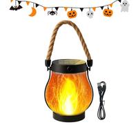 Lampe solaire d'extérieur - Lanterne étanche - 250 g - Double mode de charge - Charge USB - Décoration de flamme suspendue - Spooky pour jardin, balcon, tonnelle, arrière-cour, Halloween