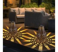 Lanterne de décoration de jardin lanterne solaire avec maille de bambou à suspendre ou à poser, LED blanc chaud, DxH 27x17,5 cm, terrasse de jardin, lot de 2