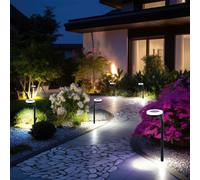 Lampe solaire noire lampe solaire de jardin enfichable, éclairage haut vers le bas, 13x LED blanc chaud, DxH 11x45 cm, lot de 6