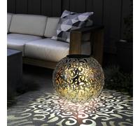 Lampe Solaire D'extérieur LED Boule Argent Antique Avec Perforations Jardin
