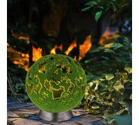 Lampe solaire d'extérieur boule LED lumière de jardin vert poinçon décoratif H 22 cm