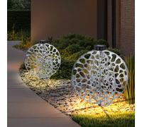 Lampe solaire sur piquet, lampe décorative orientale, lampe de jardin, lampe solaire en métal pour l'extérieur, métal, 1x LED blanc chaud, LxlxH 40x40x51 cm, lot de 2