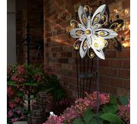 Lampe Solaire Extérieure LED Éolienne Gris Argenté de Jardin Déco Hauteur 124 CM