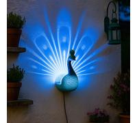 Lampe solaire paon applique murale d'extérieur chiffres changeur de couleur de lumière solaire, batterie IP44, montage mural coloré, LED RVB, LxlxH 12x8,5x20cm