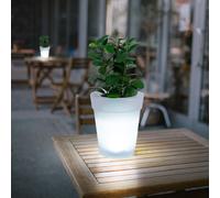 Pot de fleur solaire LED pot de fleur pot de fleur lumineux Eclairage solaire pour pot de fleur, blanc satiné, batterie LED blanc neutre, H 19 cm, lot de 2