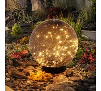 Lampe solaire boule fumée Lampe extérieure boule solaire extérieure boule solaire, noire, 40x LED 0,06W blanc chaud, DxH 25x36 cm