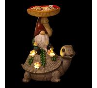 Lampe solaire d'extérieur - Statue de tortue 300 mA - 17 x 11 x 21 cm - Mangeoire à oiseaux en résine - Sculpture au design unique de sans visage | Lumière d'accentuation résistante aux