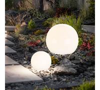 Boule lumineuse solaire boule de jardin boule solaire décoration de jardin LED solaire pour l'extérieur, avec piquet, durée d'éclairage environ 6-8 heures, blanc chaud, D 10/30 cm, lot de 2