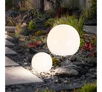 Boule lumineuse solaire boule de jardin boule solaire décoration de jardin LED solaire pour l'extérieur, avec piquet, durée d'éclairage environ 6-8 heures, blanc chaud, D 10/30 cm, lot de 2