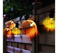 Lampe solaire guirlande lumineuse d'extérieur LED lumière de jardin, abat-jour colorés, noir, 10x LED 3000 Kelvin blanc chaud, LxPxH 360x8,5x10 cm